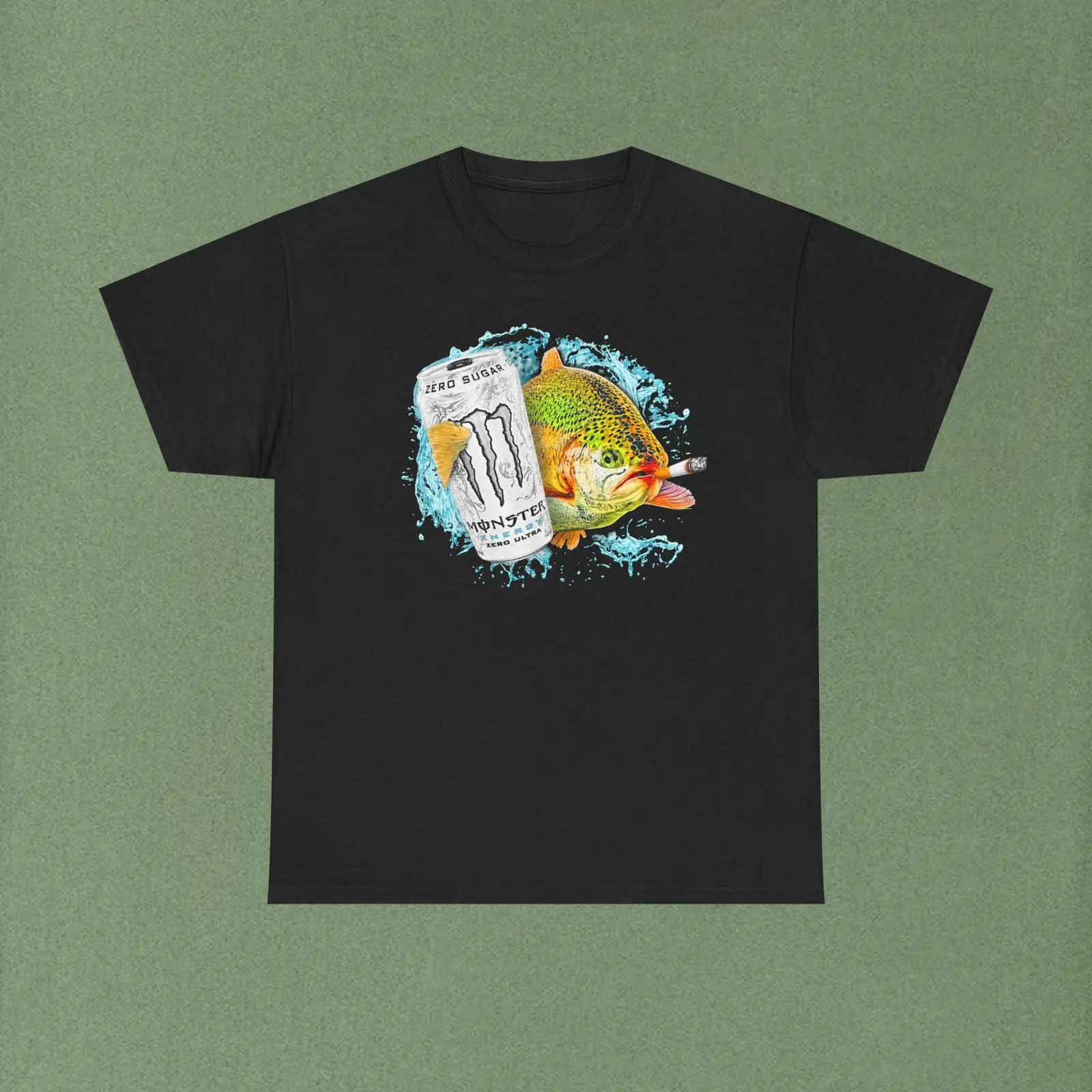 Monstera Adansonii - Koszulka z białym potwornym rybą, vintage,