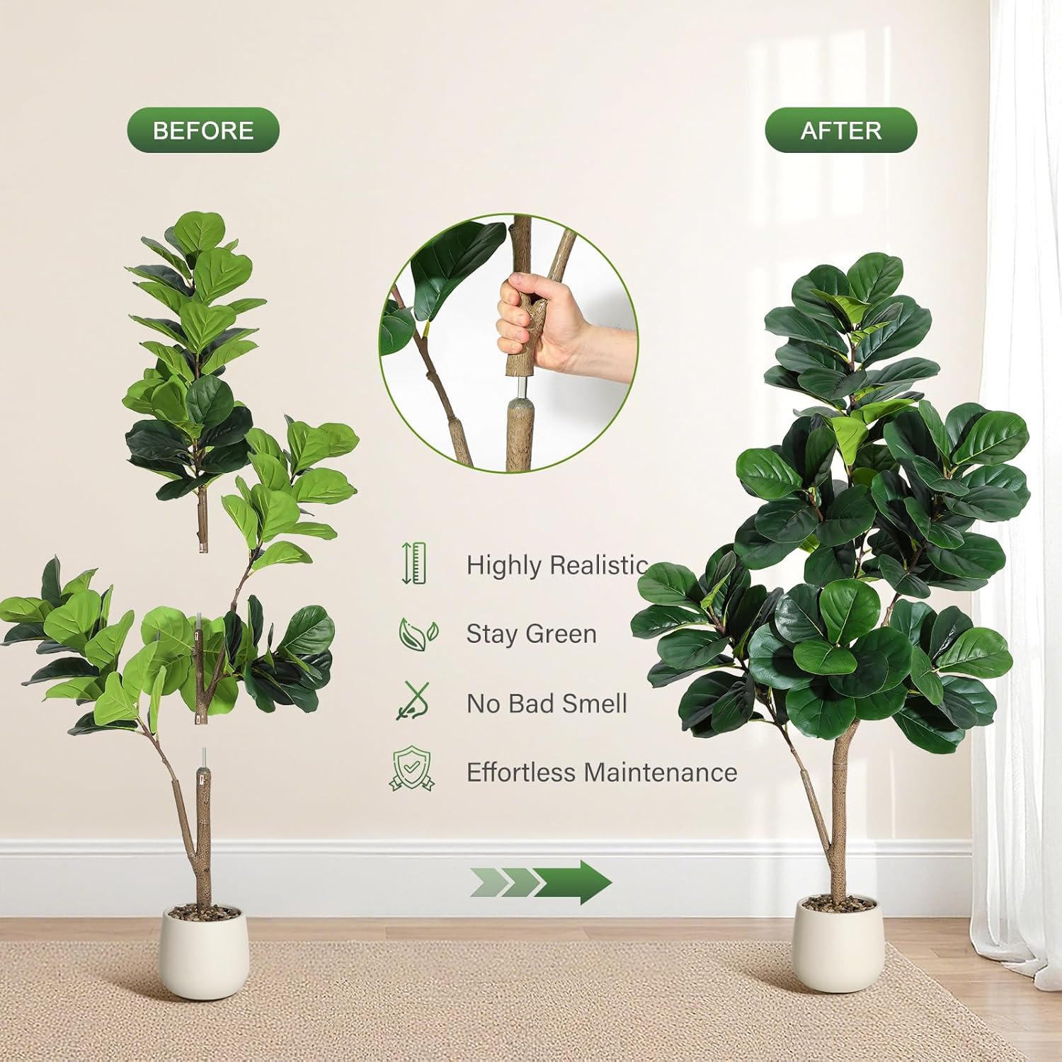 Sztuczne drzewko figowiec lier – Ficus Lyrata Tree recenzja i cena
